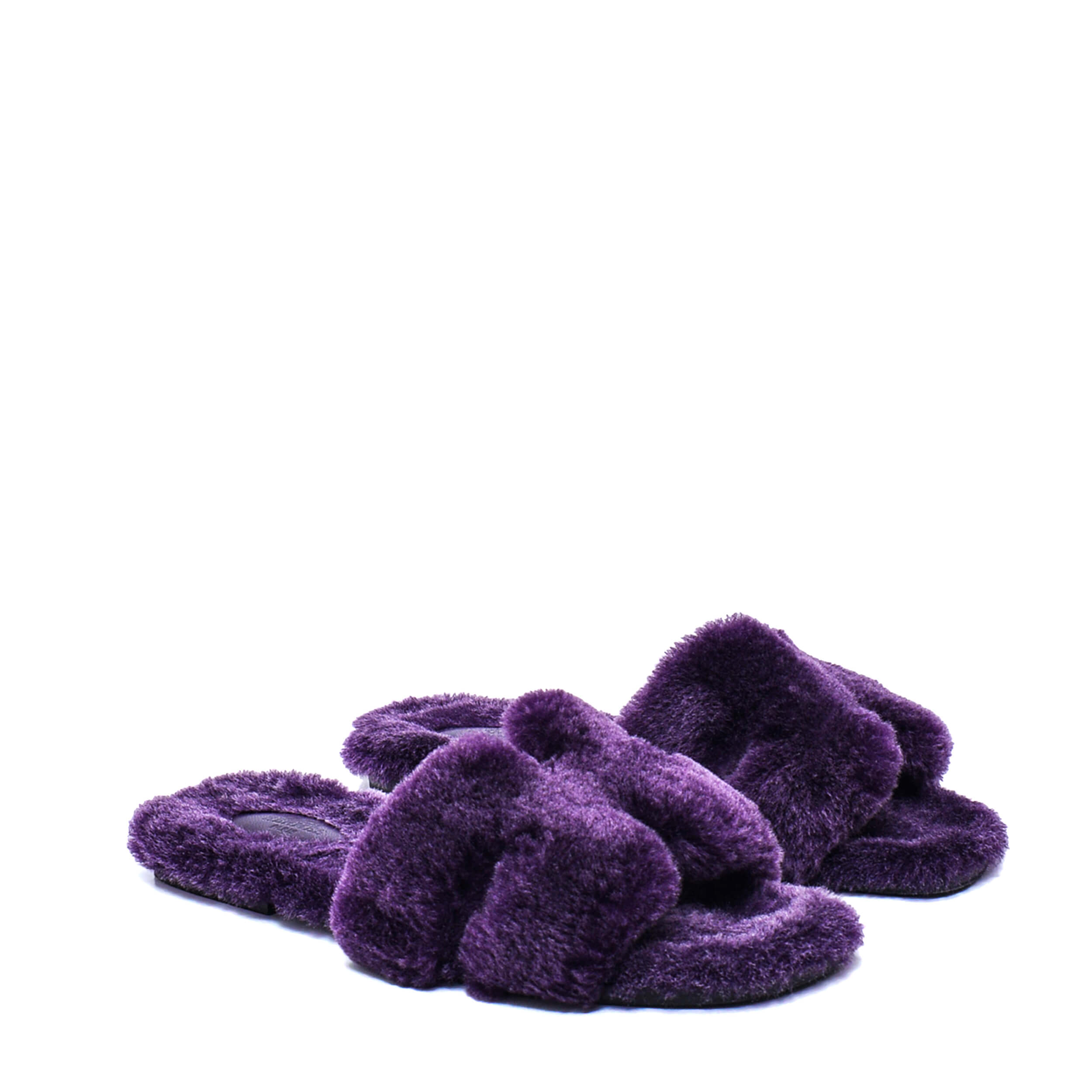 Hermes - Purple Fur Oran Sandals 